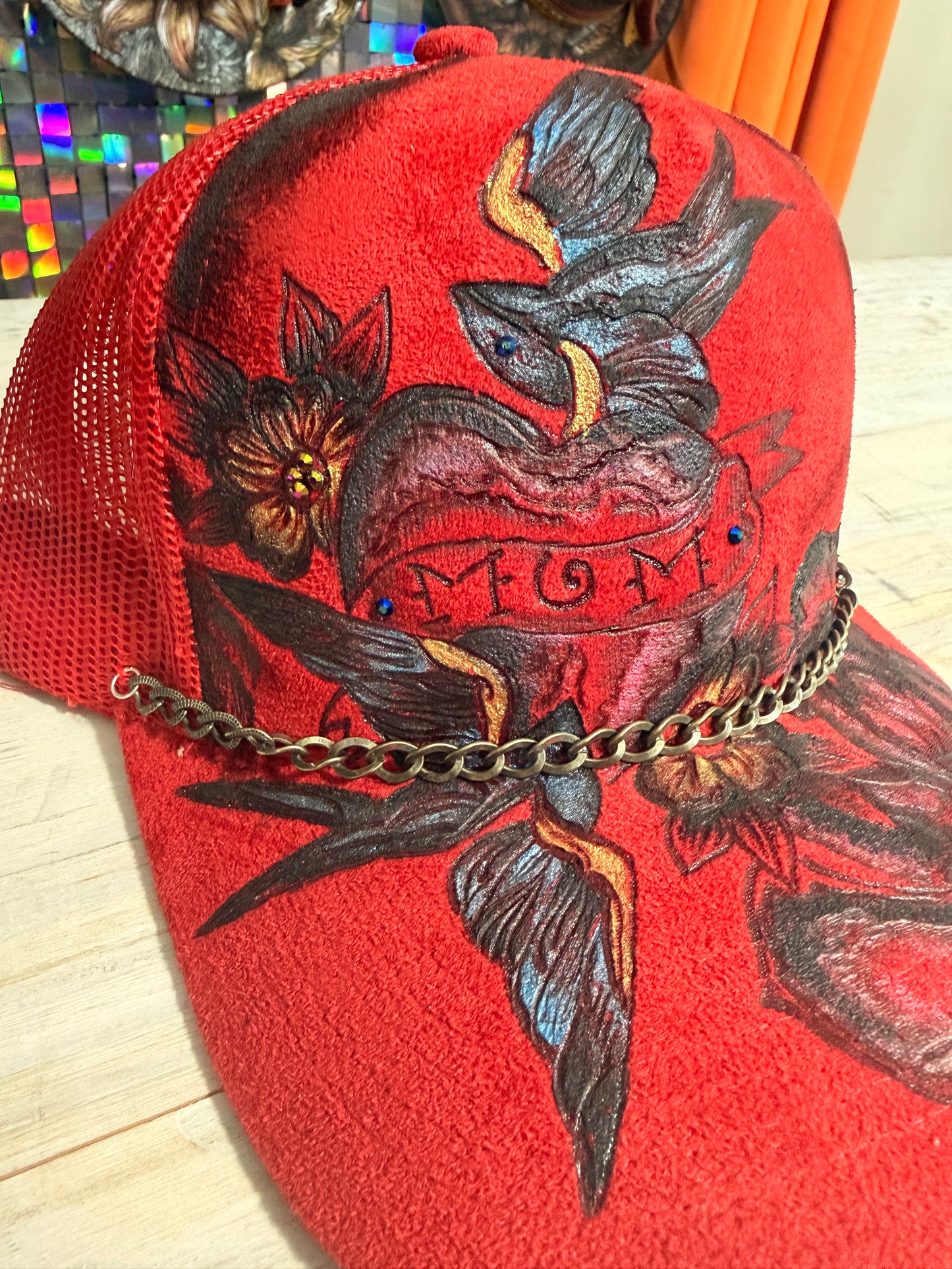 Mom Trucker Hat: distressed black